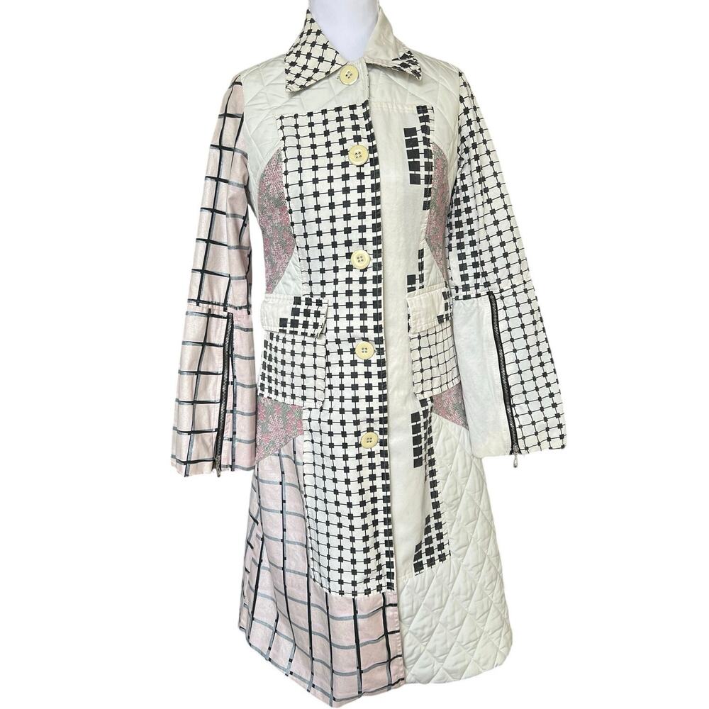 Custo Barcelona Patchwork Spring Trench Coat Quil… - image 1